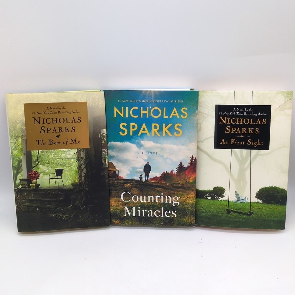 Lot of 3 Nicholas Sparks Hardcover Books At First Sight Counting Miracles